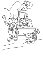 A coloring page of bob the builder